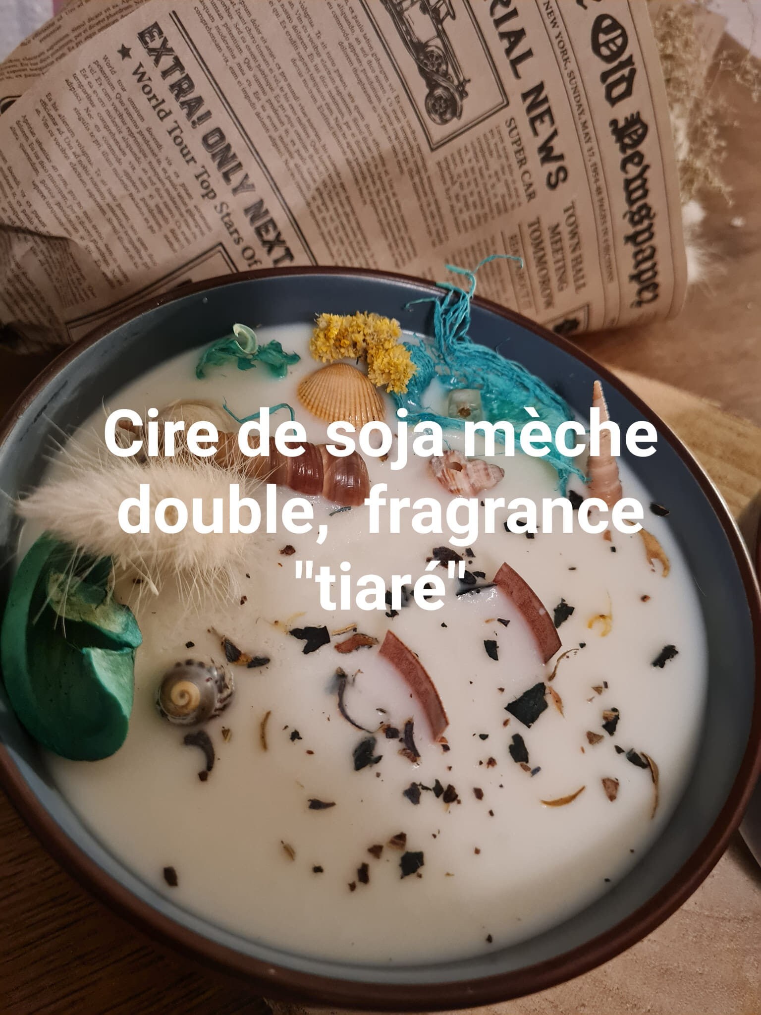 Bougie Cire de Soja, Fragrance Fleur Tiaré