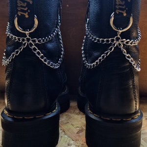Chunky silver boot chain, boot charms, D.M charms, pair of boot chains for Dr Martens.
