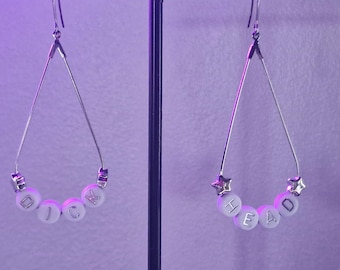 Offensive Word Beaded Earrings: Stainless Steel Hooks