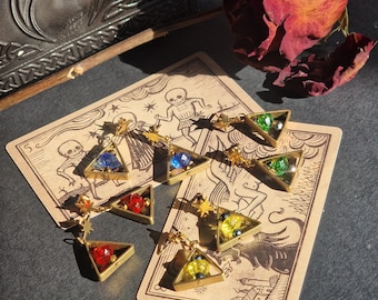 Enchanted Triangle Earrings • Magical House Colours • Gold Charm Drop Earrings