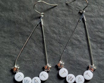 Offensive Swear Word Earrings: Stainless Steel Hooks, Silver Stars