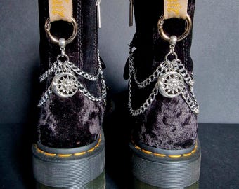 Celestial Sun & Moon Boot Chains, Witchy Boot Charms, Pair