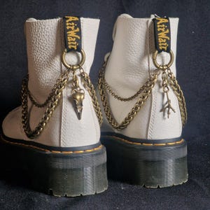 Gothic Raven Skull Boot Chains: Antique Brass Effect Harnesses, Witchy Grunge Shoe Accessories