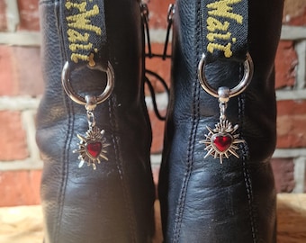 Red Sacred Heart Boot Charms: Punk Goth Boot Accessories for Dr Martens