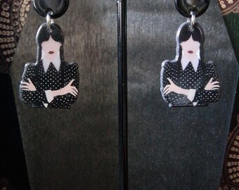 Gothic Girl Dangle Earrings: Dark Academia Acrylic Jewelry