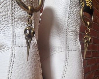 Antique Bronze Raven Skull Boot Charms: Goth Viking Style (Pair)