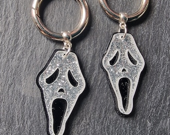 Scream, ghost face, acrylic glitter boot charm