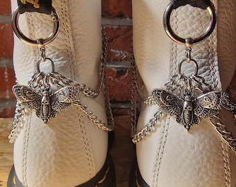 Deaths Head Hawk Moth Boot Chains: Steel Boot Charms (Pair)