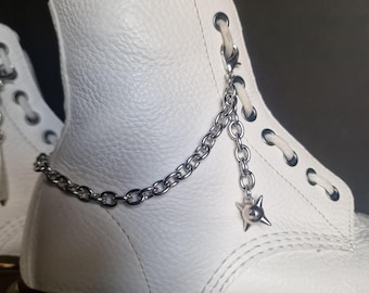 Gothic Stainless Steel Boot Chain: Flail & Handle Charms