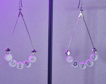 Offensive Word Beaded Earrings with Silver Stars