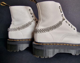 Stainless Steel Chainmaille Boot Chains – 4-in-1 European Weave, Gothic & Alternative Footwear Accessory