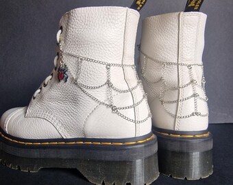 Spider Web Boot Chain: Gothic Stainless Steel Boot Jewelry with Red Gem