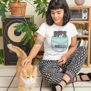 Cat Shirts, Cat Hiding in Pocket Shirts, Cute Kitty in Pocket Tee, Kitten T-shirts, Pocket Cat tshirt, Gift for Cats Lover, Cat Mom Shirts