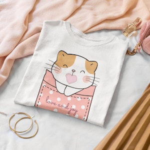 Cat Shirts, Cat Hiding in Pocket Shirts, Cute Kitty in Pocket Tee, Kitten T-shirts, Pocket Cat tshirt, Gift for Cats Lover, Cat Mom Shirts