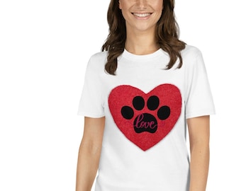 Camiseta Dog Paw Heart Valatines Love