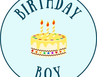 40 x Personalised Boys 3rd birthday/3 year labels/stickers/party/cake/sweet/bags