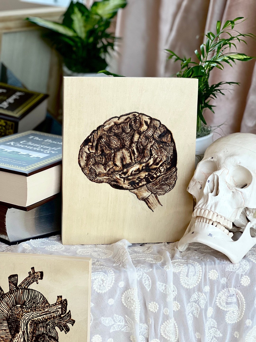 Woodburned Anatomical Brain Art | Woodburned Anatomy | Anatomy Art ...