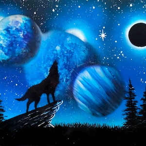Peinture en aérosol / Art de la peinture en aérosol / Art de la galaxie / Décoration d'intérieur de l'espace / Art de la rue / Peinture en aérosol / Forêts de Pandore /
