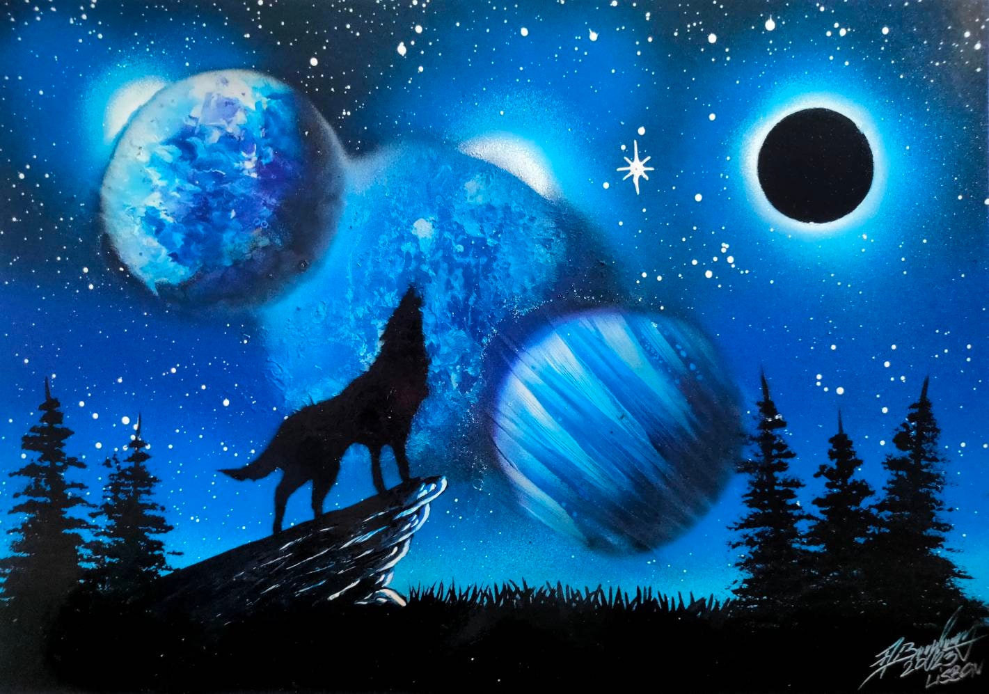 Spraypaint Art / Spray Paint Art / Galaxy Art / Space Home
