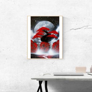 Spraypaint Art / Spray Paint Art / Galaxy Art / Two Planet Home Decor / Street Art / Spray Paint / Night Runs Red with Passion / image 4