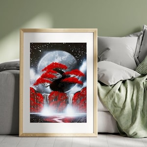 Spraypaint Art / Spray Paint Art / Galaxy Art / Two Planet Home Decor / Street Art / Spray Paint / Night Runs Red with Passion / image 1