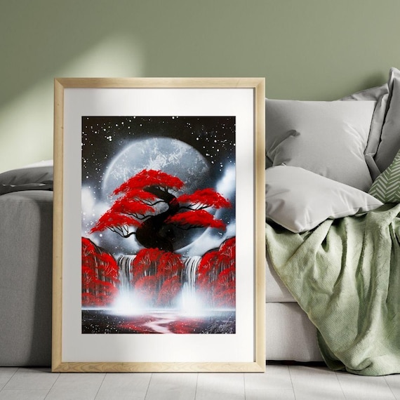 Spraypaint Art / Spray Paint Art / Galaxy Art / Two Planet Home Decor / Street Art / Spray Paint / Night Runs Red with Passion /