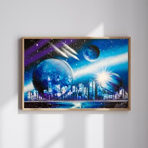 スプレーペイントアート / スプレーペイントアート / ギャラクシーアート / 宇宙ホームデコレーション / ストリートアート / スプレーペイント / 成長し続ける都市 /