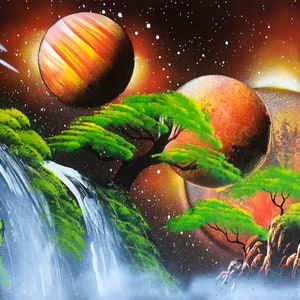 Spraypaint Art / Spray Paint Art / Galaxy Art / Space Home Decor / Street Art / Spray Paint / Tranquil Falls