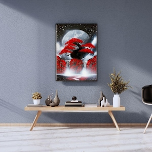 Spraypaint Art / Spray Paint Art / Galaxy Art / Two Planet Home Decor / Street Art / Spray Paint / Night Runs Red with Passion / image 3