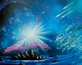 Spraypaint Art / Spray Paint Art / Galaxy Art / Space Home Decor / Street Art / Spray Paint / Relentless Hunger /