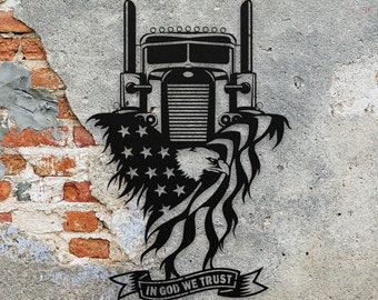 In God We Trust Trucker American Eagle Metal Wall Art