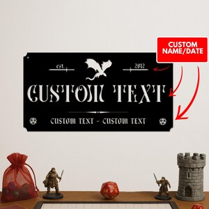 Custom DND Metal Wall Sign, DND Wall Art, Gaming Room Decor, Dungeon Master Gift, Personalized Gamer Gift Game Decor for dnd Players