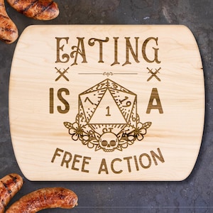 Hardwood DnD Cutting Board: Eating is a Free Action
