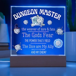 Dungeon Master Acrylic Sign: DND Decor with LED Base