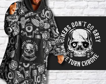 Bikers Don't Go Grey Oversized Hoodie: Motorcycle Sweatshirt