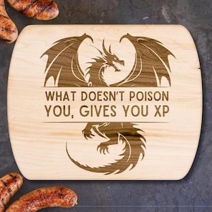 Engraved Dragon Cutting Board: DND Roleplaying Gift, Walnut or Maple