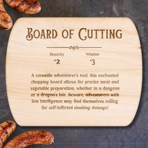 Engraved D&D Cutting Board: Walnut or Maple Wood, Nerd Gift