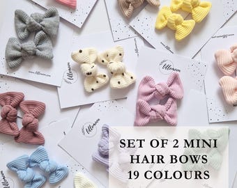 Set di 2 mini fiocchi per capelli a coste, accessori per bambina.