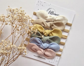 Linnen haarstrik | Natuurlijke haaraccessoires | Babyhoofdband | Meisjeshoofdband haarstrik | 6 pastelkleuren |