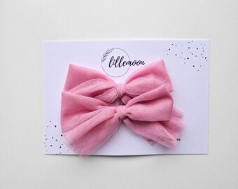 Set di fermagli per fiocchi in tulle rosa - Romantico e arioso
