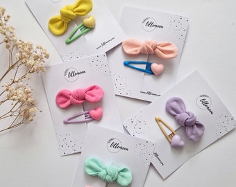 Ensemble de mini barrettes à nœud | Lot de deux noeuds pour cheveux | Barrette à cheveux | Noeud pour cheveux fille | Barrette à cheveux pour bébé | Accessoire bébé fille