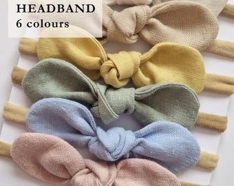 Fascia per capelli in lino / Tessuto riciclato, fascia in nylon morbido