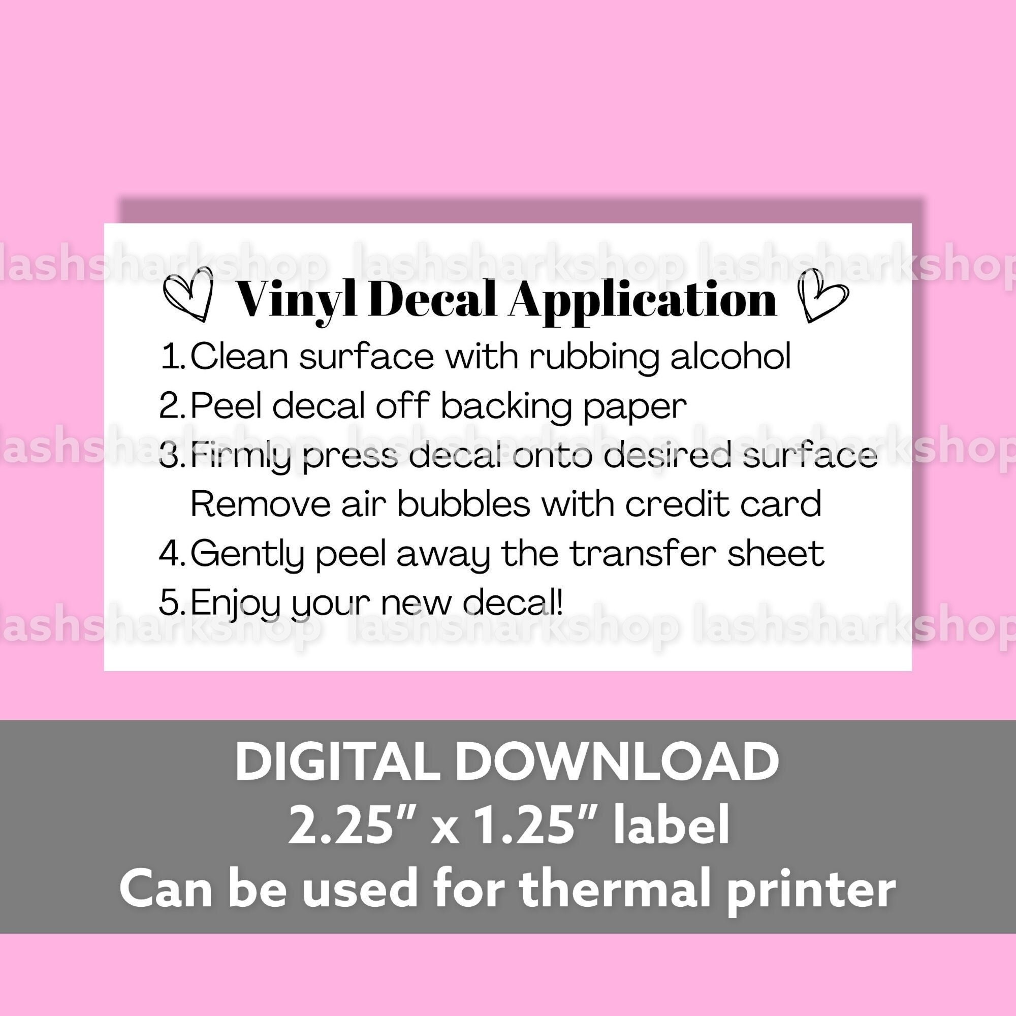 Vinyl Decal Instructions Digital Thermal Label Designs / Small Business Packaging Stickers Rectangle/ Decal Application Instruction