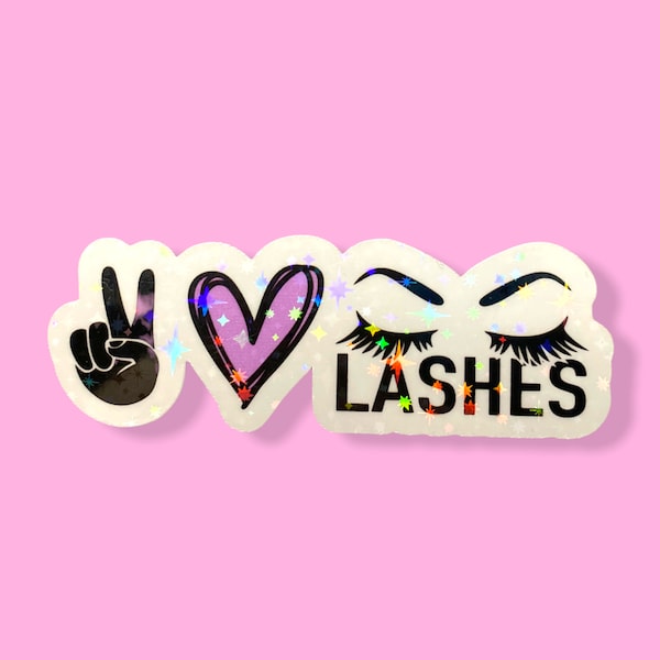 Peace, Love, Lashes Vinyl Sticker