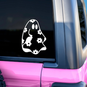 Cute Ghost Decal Car Window Laptop Sticker Halloween Cute Car Vinyl Decal Cute Ghost Spooky Sticker