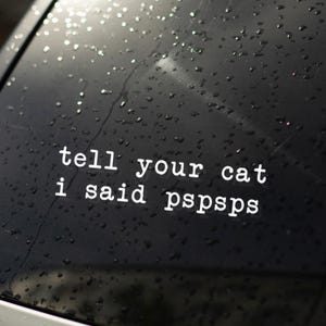 Tell Your Cat I Said Pspsps Decal Funny Cat Car Sticker Vinyl Bumper or Window Decal for Cat Lovers