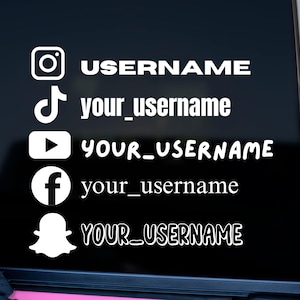 Custom Social Media Decal: Personalized Vinyl Sticker for Car, Laptop