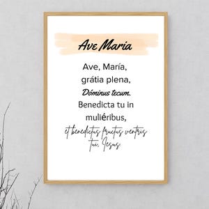 Ave Maria - Latin Prayer elegant Printable - Catholic Wall Art -Virgin Mary - Christian printable - 16x20 inches - Catholic digital wall art