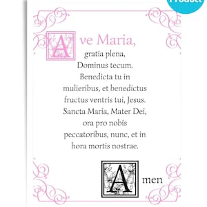 Ave Maria Gratia Plena Latin Prayer Printable wall art, Catholic wall Art, Instant download, Christian wall art