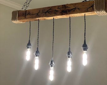5 lights Industrial rustic farmhouse wood chandelier lamps lighting light fixture